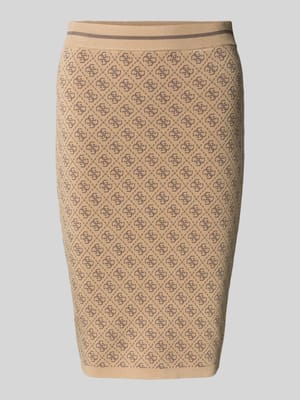 Spódnica o długości do kolan z prążkowanymi wykończeniami model ‘LISE’ Shop The Look MANNEQUINE