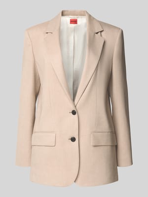 relaxed fit lange blazer van viscosemix met linnen-aandeel model 'ANETALI' Shop The Look MANNEQUINE