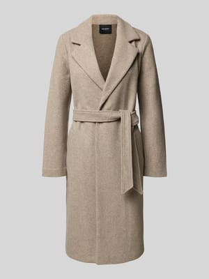 Relaxed fit lange jas met strikceintuur, model 'FORTUNEAYA' Shop The Look MANNEQUINE