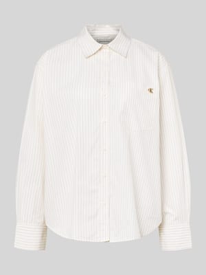 relaxed fit blouse met borstzak en label-stitching Shop The Look MANNEQUINE