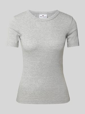 T-Shirt mit geripptem Rundhalsausschnitt Shop The Look MANNEQUINE
