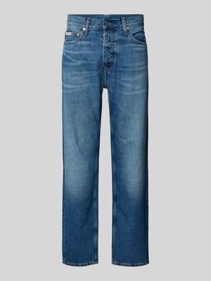 Straight Leg Jeans mit Label-Detail Shop The Look MANNEQUINE