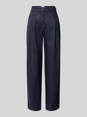Spodnie lniane z szeroką nogawką i zakładkami w pasie Shop The Look MANNEQUINE