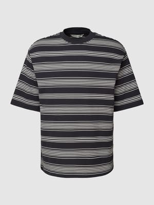 Relaxed Fit T-Shirt aus reiner Baumwolle mit Streifenmuster Shop The Look MANNEQUINE