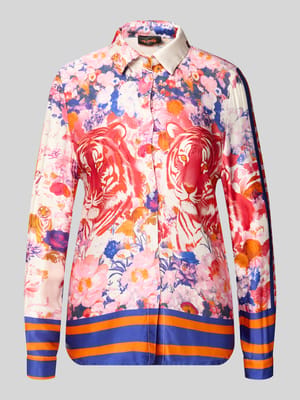 Slim Fit Hemdbluse aus Viskose Modell 'Wild Flower' Shop The Look MANNEQUINE