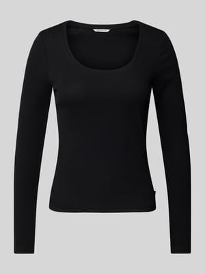 Tailliertes und Geripptes Langarmshirt mit Bio-Baumwolle-Anteil Shop The Look MANNEQUINE