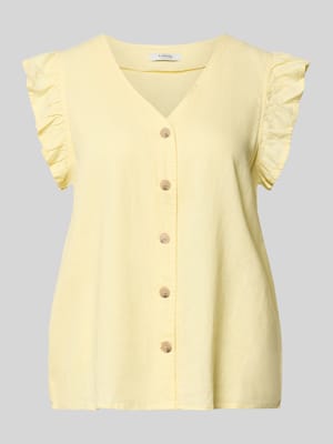 Regular Fit Bluse aus Leinen-Viskose-Mix mit Rüschen Shop The Look MANNEQUINE