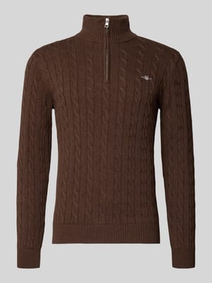 Slim Fit Troyer mit gerippten Abschlüssen Shop The Look MANNEQUINE