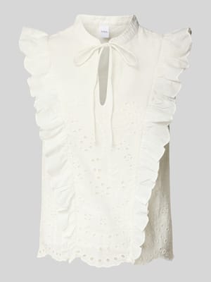 Blousetop met broderie anglaise, model 'LUMA' Shop The Look MANNEQUINE