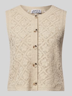 Kamizelka dzianinowa z okrągłym dekoltem i zapięciem na guziki Shop The Look MANNEQUINE
