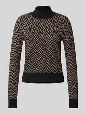 Regular Fit Strickpullover aus Viskose-Mix mit geometrischem Muster Modell 'ARIA' Shop The Look MANNEQUINE