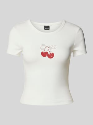 Slim fit T-shirt met motiefprint Shop The Look MANNEQUINE