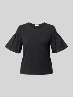 damski t-shirt o kroju regular fit z marszczonym detalem Shop The Look MANNEQUINE