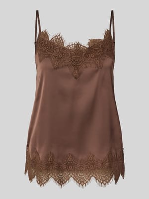 Regular Fit Pyjama-Oberteil mit Spitzenbesatz Shop The Look MANNEQUINE