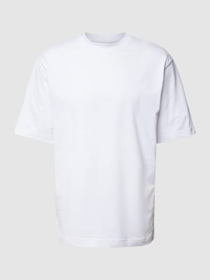 Loose fit T-shirt met geribde ronde hals Shop The Look MANNEQUINE