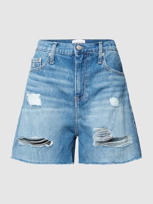 Mom Fit Jeansshorts mit Label-Stitching Shop The Look MANNEQUINE