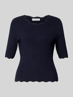 Strickshirt aus Viskose-Mix mit Rüschenkragen Shop The Look MANNEQUINE