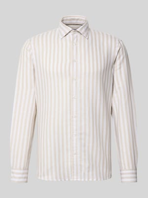 Koszula biznesowa z mieszanki lnu o kroju slim fit z kołnierzem kent Shop The Look MANNEQUINE