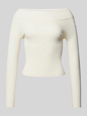 Gebreide pullover met geribde boothals Shop The Look MANNEQUINE