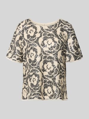 Blusenshirt mit Paillettenbesatz und Rundhalsausschnitt Shop The Look MANNEQUINE