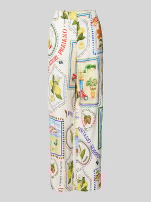 Stoffhose aus Leinen-Viskose-Mix im Allover-Look Shop The Look MANNEQUINE