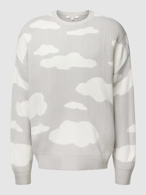 Oversized Strickpullover mit Allover-Motiv-Muster Modell 'CLOUDY' Shop The Look MANNEQUINE