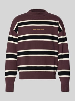 Strickpullover mit Streifenmuster und Label-Stitching Shop The Look MANNEQUINE
