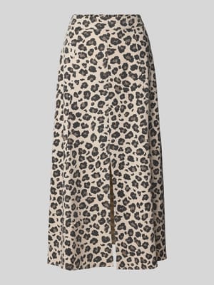 Midirok van een mix van viscose en linnen met loopsplit Shop The Look MANNEQUINE