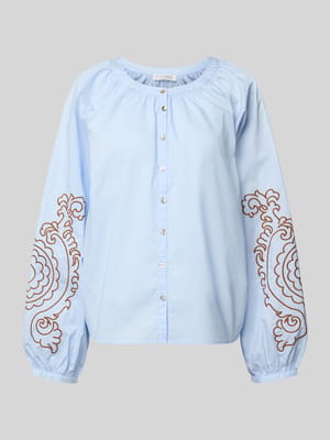 Bluse mit Rundhalsausschnitt und Motiv-Stitching Shop The Look MANNEQUINE