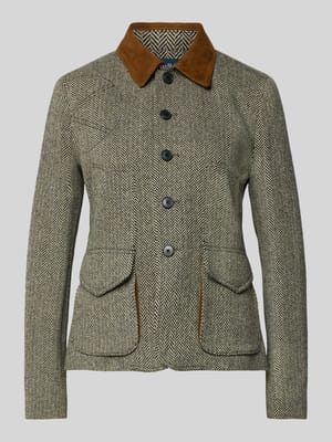 Slim fit blazer van wolmix met klepzakken Shop The Look MANNEQUINE