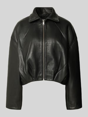 Cropped Lederjacke aus echtem Leder Shop The Look MANNEQUINE