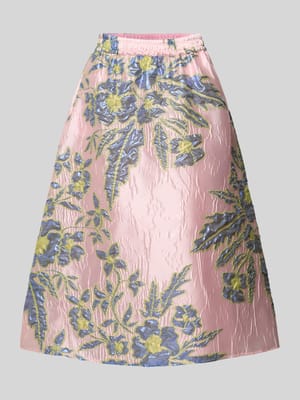 Regular Fit Midirock mit floralem Allover-Stitching Shop The Look MANNEQUINE