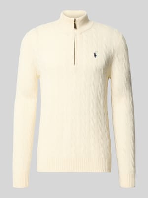 Gebreide pullover van een mix van katoen en kasjmier met opstaande kraag Shop The Look MANNEQUINE