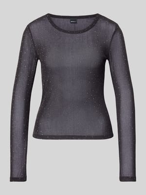 Slim Fit Longsleeve mit Strasssteinbesatz Shop The Look MANNEQUINE