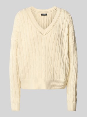 Sweter z dzianiny z dekoltem w serek model ‘TEDURPH’ Shop The Look MANNEQUINE