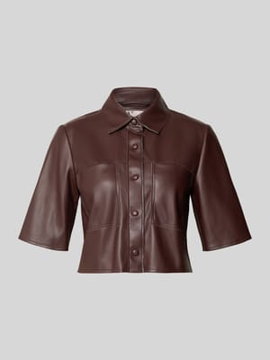 regular fit overhemdblouse in leerlook Shop The Look MANNEQUINE