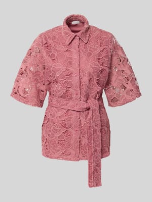 Blouse van kant met strikceintuur Shop The Look MANNEQUINE
