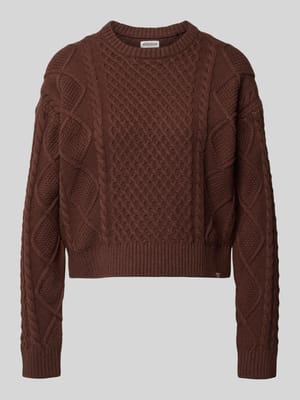 Strickpullover mit Strukturmuster und Rundhalsausschnitt Shop The Look MANNEQUINE