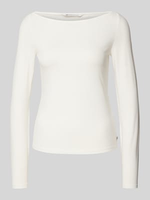 Shaped Fit Langarmshirt aus Baumwoll-Mix mit U-Boot-Ausschnitt Shop The Look MANNEQUINE