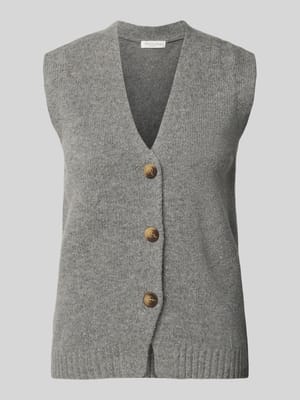 Kamizelka z dzianiny z wełny z dekoltem w serek Shop The Look MANNEQUINE