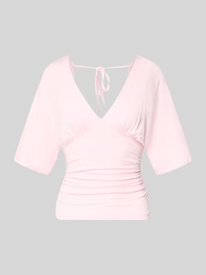 Bluse aus Viskose-Mix mit V-Ausschnitt Shop The Look MANNEQUINE