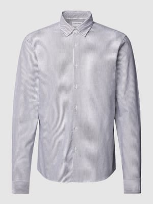 Slim Fit Business-Hemd mit Streifenmuster Modell 'OXFORD' Shop The Look MANNEQUINE
