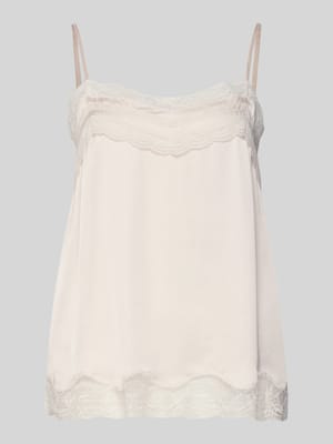 Top bluzkowy o kroju regular fit z obszyciem z koronki Shop The Look MANNEQUINE