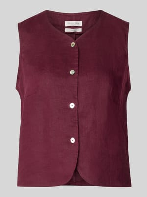 Leinenweste mit V-Ausschnitt und Knopfleiste Shop The Look MANNEQUINE