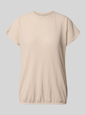 T-Shirt mit Strukturmuster und Rundhalsausschnitt Shop The Look MANNEQUINE