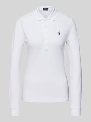 Slim fit poloshirt met logostitching, model 'JULIE' Shop The Look MANNEQUINE