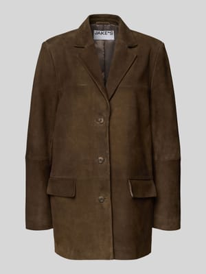 Leren jack met reverskraag en klepzakken Shop The Look MANNEQUINE