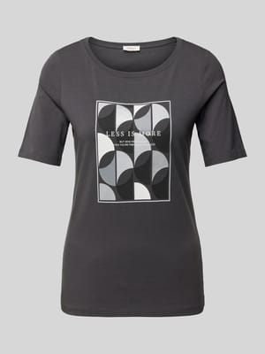 Slim Fit T-Shirt aus Baumwoll-Stretch mit Frontprint Shop The Look MANNEQUINE