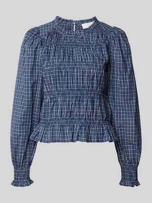 Bluse mit Smok-Details und Rüschensaum Modell 'Marcia' Shop The Look MANNEQUINE