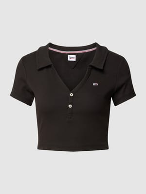 Koszulka polo krótka z efektem prążkowania Shop The Look MANNEQUINE